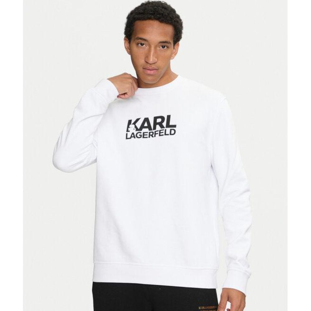 KARL LAGERFELD MEN LOGO-RAISED WHITE SWEATSHIRT